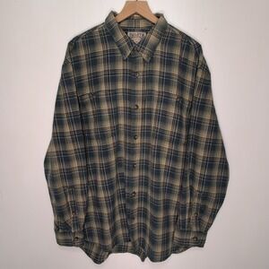 Duluth Trading Co. Men's Free Swingin' Flannel Shirt 2XL Blue Green Plaid